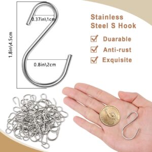 Dapute 60 Pack 1.8 inch Small S Hooks for Hanging, Stainless Steel S Hook Heavy Duty, Rust-Free Mini S Shaped Hooks for Wire Shelf Hanging Plants Jewelry Kitchen Utensils Ornament Light Mugs