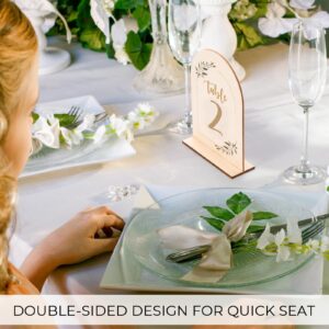 Giftormous Table Numbers for Wedding Reception - 5x7 Inch Double-Sided Arch Wedding Table Number Sign 1-15, with Wooden Base for Party Table Centerpiece Decoration