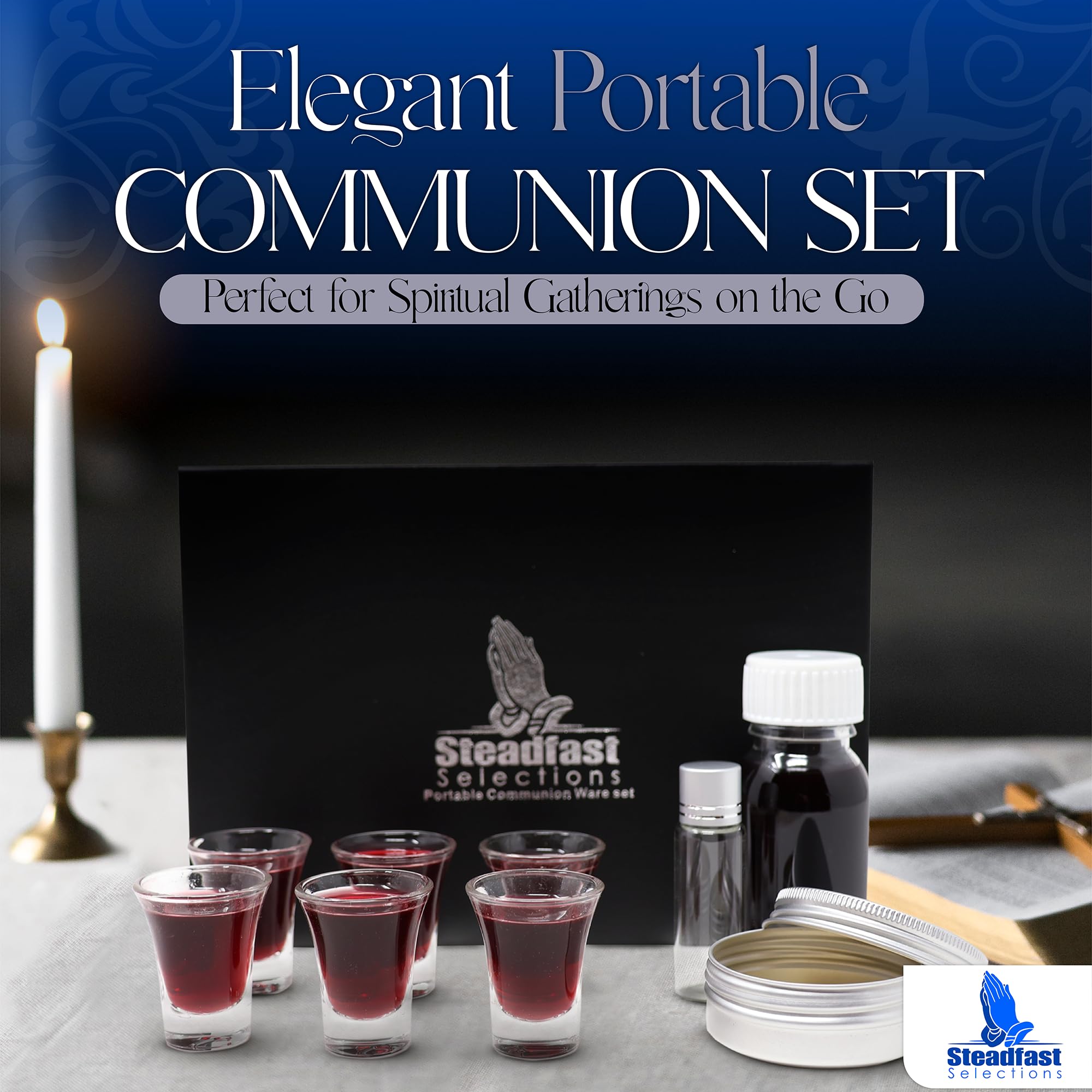 Steadfast Selections Portable Communion Set, Home Communion Kit, Portable Communion Kit for Travel, Travel Communion Set Portable, Wedding Communion Set, Communion Kits for Home Visits