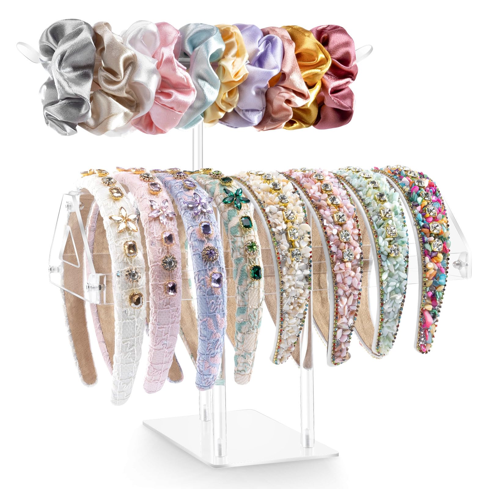 AOFLLU Headband Holder Scrunchie Holder, Headband Organizer Headband Stand, Hair Accessories Organizer Storage Rack for Women and Girls