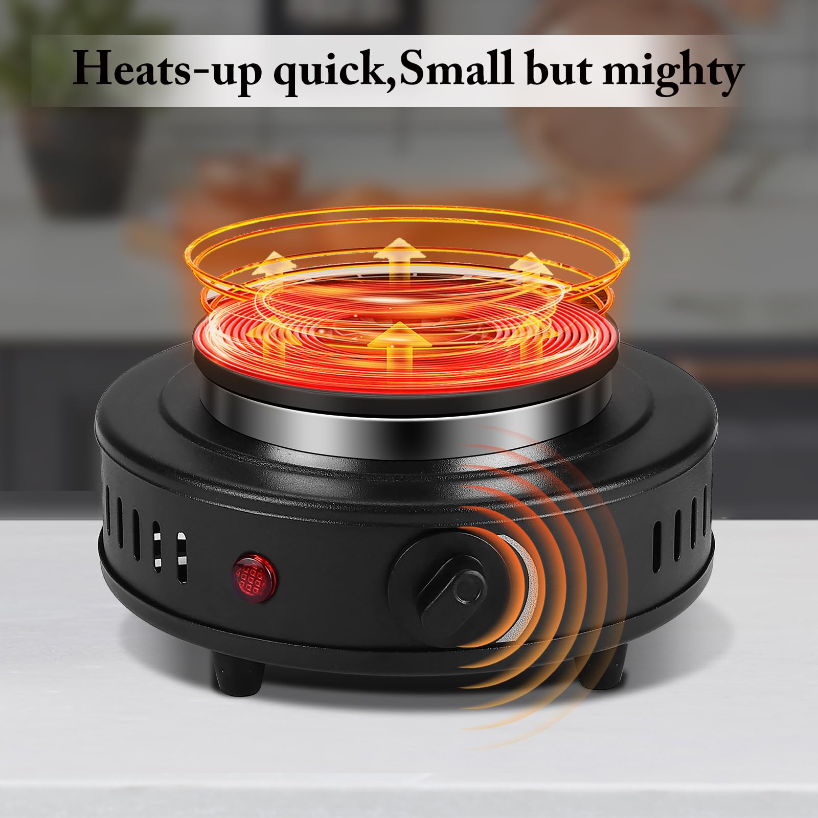 Artilife Mini Hot Plate Small Hot Plate,Small Hot Plate Electric Mini,Mini Hot Plate Electric,Cast Iron Electric Hot Plate,Perfect Size for Moka Pot (500W Black Small Hot Plate)