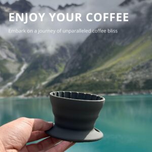 VANDROOP Collapsible Coffee Dripper, Portable Basket Pour Over Coffee Maker, Silicone Reusable Single Cup Maker(1-2 Cup) (Gray)