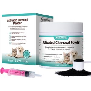 activated charcoal for dogs, cats, and all pets, charcoal for dogs poisoning, digestive health, gas & liver support, non-gmo, gluten free,3.53oz(powder)