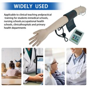 Blood Pressure Training Arm Simulator, BP Training Arm Manikin Practice Kit with Korotkoff Gap Sound Blood Pressure Cuff Stethoscope LCD Display Model for Education Teaching Skills