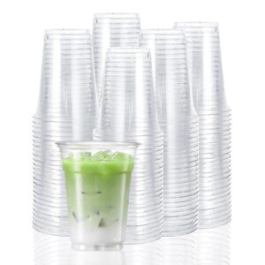 tashibox 12 ounce - 100 count plastic cups for cold drink, disposable coffee cups