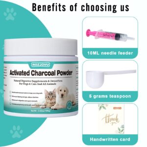 Activated Charcoal for Dogs, Cats, and All Pets, Charcoal for Dogs Poisoning, Digestive Health, Gas & Liver Support, Non-GMO, Gluten Free,3.53oz(Powder)