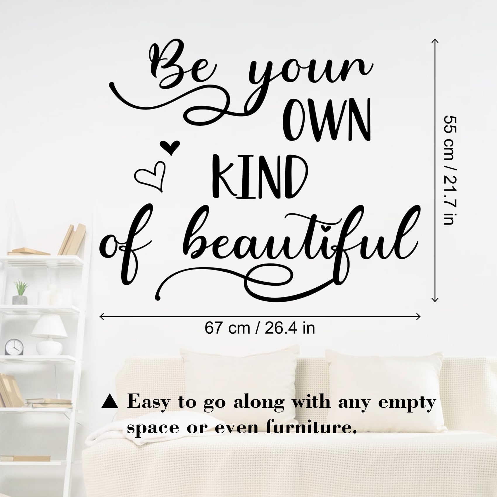 Wall Art Stickers, Inspirational Wall Quotes Decals, Motivational Positive Saying Vinyl Peel and Stick Wall Decor Stickers for Home Decor Living Room Bedroom Girl Wall Decoration 26.4x21.7 inc (Black)