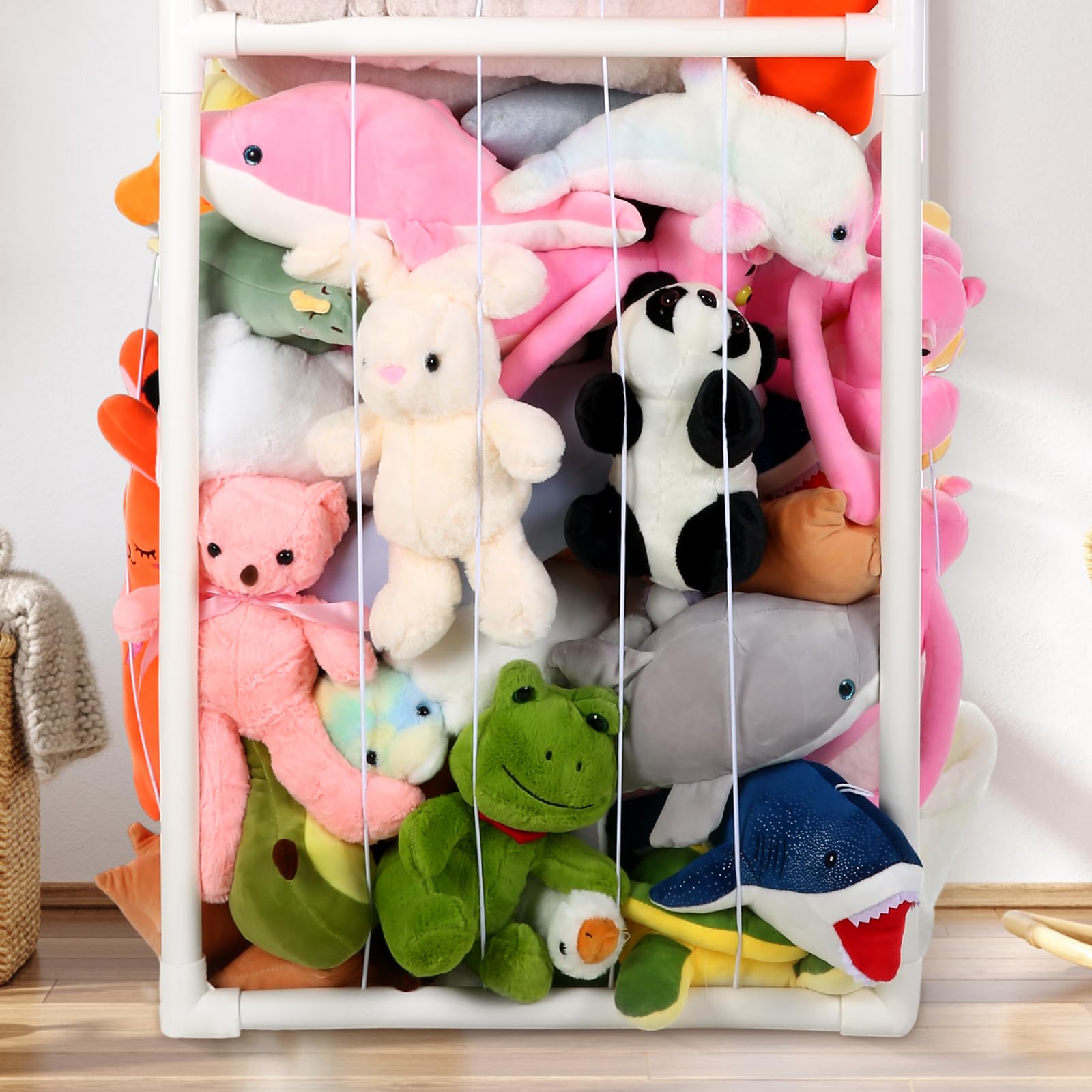 Essenhome Extra-Large Stuffed Animal Zoo Storage, Thicker Tube Holder – Elegant, Furniture-Grade PVC Design for Playroom/Nursery, Ideal Kids' Birthday Gift! (Extra Large Two-Storey)