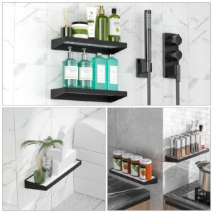 ASTOFLI Luxury Black Marble Shower Caddy Shower Shelves, Drill-Free Black Shower Organizer for Bathroom, Kitchen & Parlor, Elegant Black Shower Rack & Shelf, 2-Pack