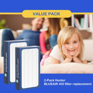 Classic 400 Series DualProtection Filter Replacement Compatible with BLUEAIR Classic 400 Series Air Cleaner Purifiers, 480i, 402, 403, 405, 410, 450E, 455EB, HEPA Filter with Activated Carbon, 2 Pack