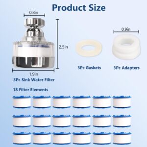 Dexspoeny 21Pcs Sink Water Filter with Filter Elements Set,Sink Faucet Filter 360°Rotating, Bathroom Sink Filter Removes Fluoride Hard Water, Faucet Filter Faucet Extender for Home Kitchen Sink