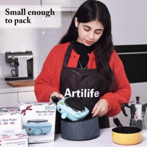 Artilife Mini Hot Plate Small Hot Plate,Small Hot Plate Electric Mini,Mini Hot Plate Electric,Cast Iron Electric Hot Plate,Perfect Size for Moka Pot (500W Mini Hot Plate)