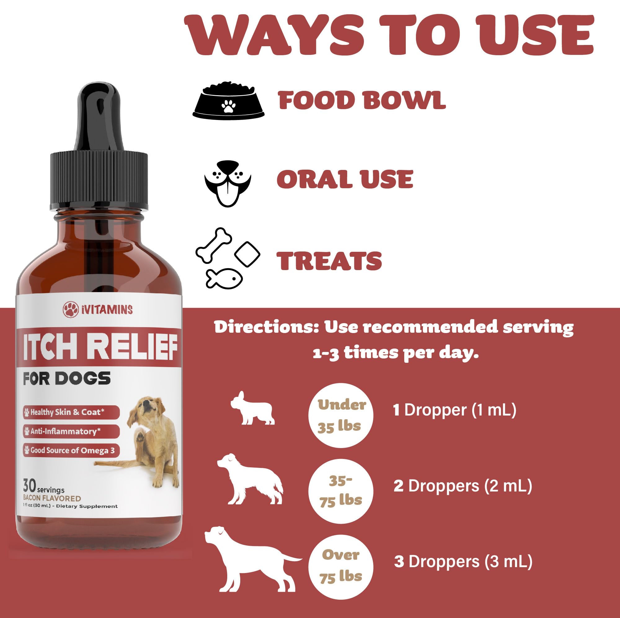 Itch Relief for Dogs | Dog Itch Relief | Helps to Naturally Relieve Itching, Allergies, & More by Improving the Skin & Coat Health | Allergy Relief for Dogs Itching | Dog Itching Skin Relief | 1 fl oz