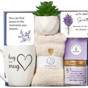 Sympathy Gift Baskets - Condolences Gift Basket for Loss, Bereavement Grief Gift Ideas for Women, Sorry for Your Loss of Loved One Mom Dad Husband Pet, Thinking of You Box, Grieving Self Care Package