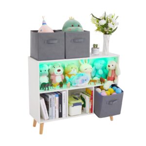 troopville wooden kids toy storage organizer, toy storage organizer bins with shelfs,kids bookshelf and toy storage,kids room organizers and storage(grey)