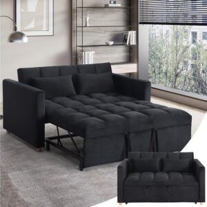 otnqu convertible sofa bed - 3 in 1 loveseat sleeper sofa,pull out sleeper bed with adjustable backrest,multi-functiona lounge chair with velvet fabric for living room(black)