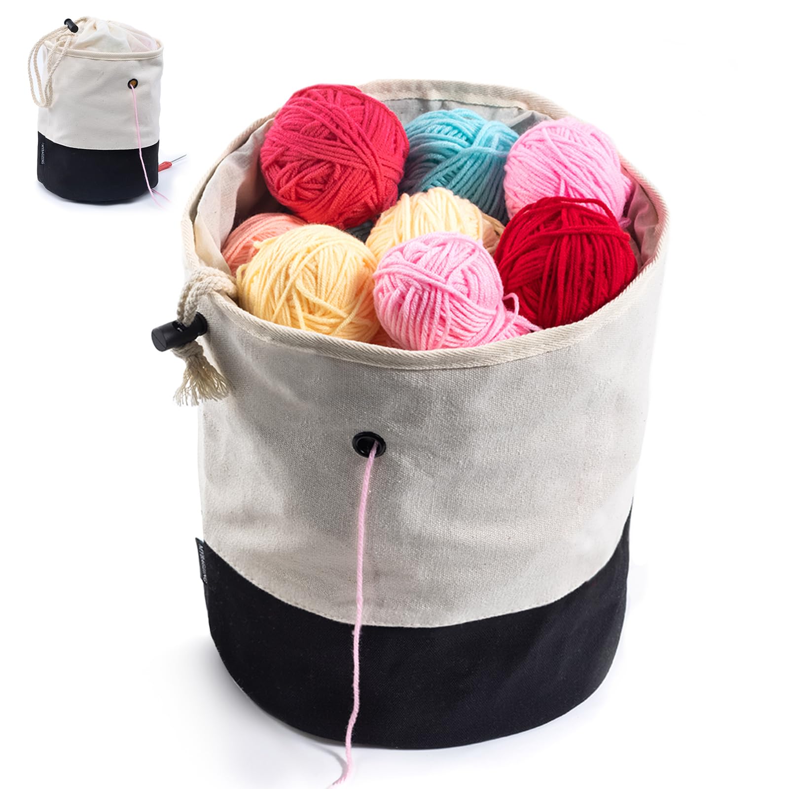 MYBAGZING Small Yarn Bag, Canvas Crochet Bag Organizer, Knitting Bag, Mini Yarn Storage Bags Yarn for Crocheting, Yarn Holder for Crochet Beginner,Knitting & Crochet Supplies