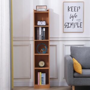 4HOMART 59.8” Tall Narrow Bookcase Modern Corner Bookshelf Display Shelves with Storage 6 Tier Cube and Top Display Layer for Home Office