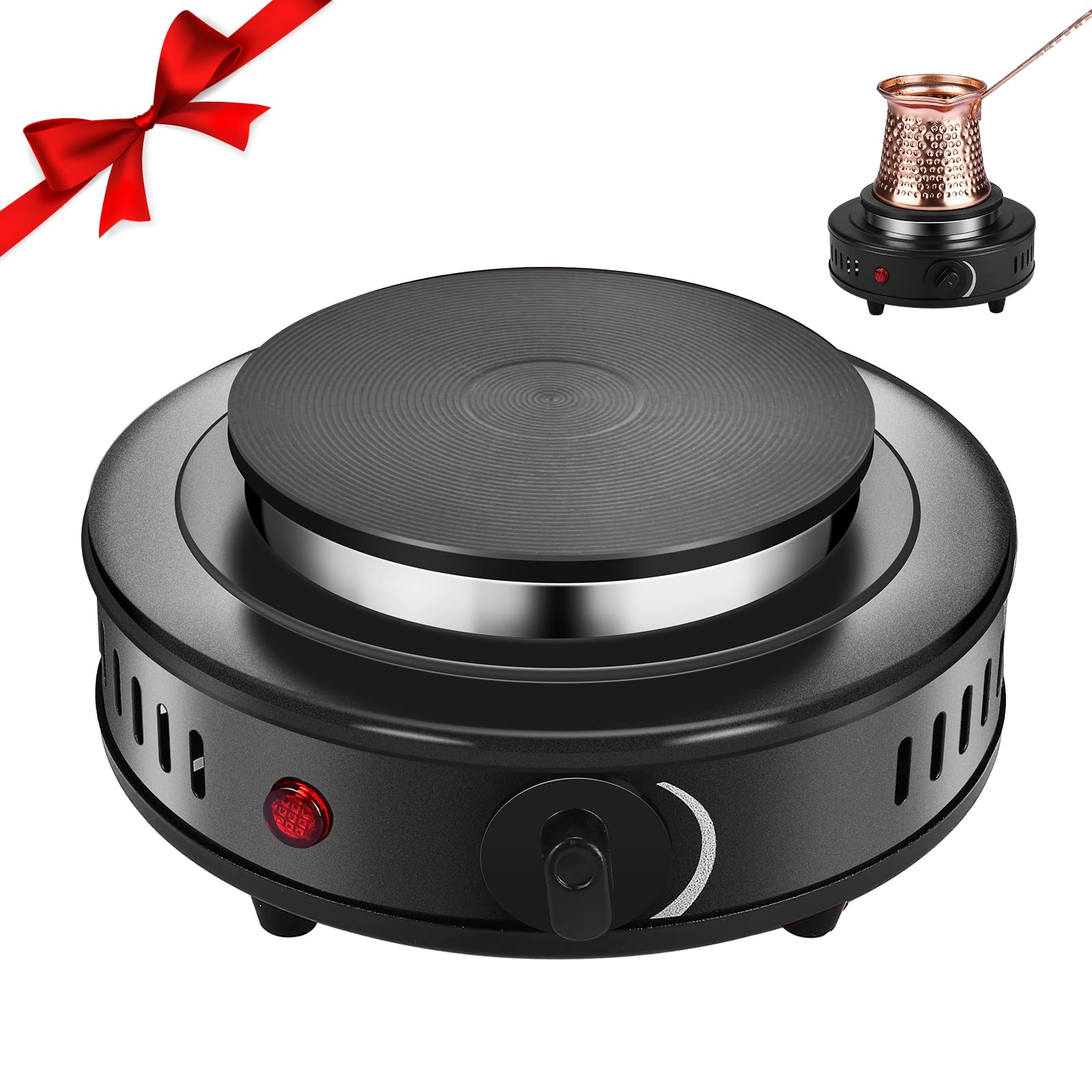 Artilife Mini Hot Plate Small Hot Plate,Small Hot Plate Electric Mini,Mini Hot Plate Electric,Cast Iron Electric Hot Plate,Perfect Size for Moka Pot (500W Black Small Hot Plate)