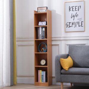 4homart 59.8” tall narrow bookcase modern corner bookshelf display shelves with storage 6 tier cube and top display layer for home office