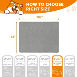 LOOBANI Waterproof Dog Blanket, Anti-Slip Bed Couch Covers for Dogs, 2 Pack Soft Pet Blankets to Protect Furniture Sofa Car for Puppy Cat Kids, 82×102in, Light Gray