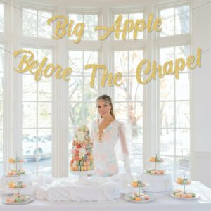 Big Apple Before The Chapel Bachelorette Banner Decoration, Gold Glitter Letter Banner for Bridal Shower Engagement Wedding Hen Party Supplies