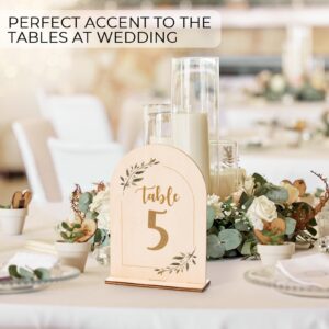 Giftormous Table Numbers for Wedding Reception - 5x7 Inch Double-Sided Arch Wedding Table Number Sign 1-15, with Wooden Base for Party Table Centerpiece Decoration