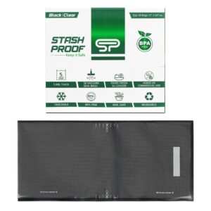 stash proof vacuum seal bags 11" x 24" (50 count) 5 mil (black and clear) - bpa free commerical grade food saver for storage, sous vide, and meal prep sealer bag