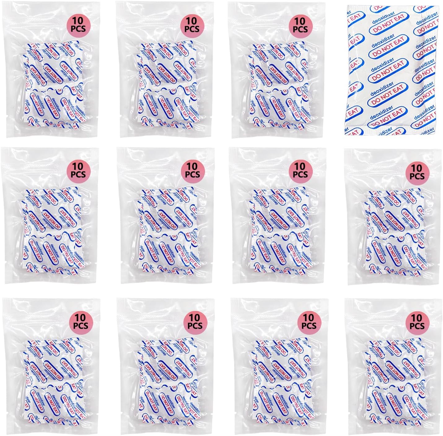 Plateau ELK Oxygen Absorbers for Food Storage 100CC, 110 PCS O2 Absorbers Food Grade for Mylar Bags, Canning, Flour, Wheat, Oats and Freeze Dried Foods - Long Term Storage (11x PCS of 10)