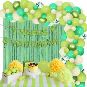 balterever margs and matrimony bachelorette decorations green with margs and matrimony banner green rain curtain the bride sash margarita bachelorette party decorations for wedding bridal shower party