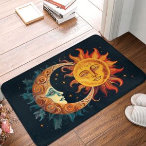 Stars and Sun Moon Welcome Door Mat Soft Floor Carpet Bath Rugs, 16x24in Area Rug for Indoor Outdoor Bathroom Kitchen Living Room Decoration