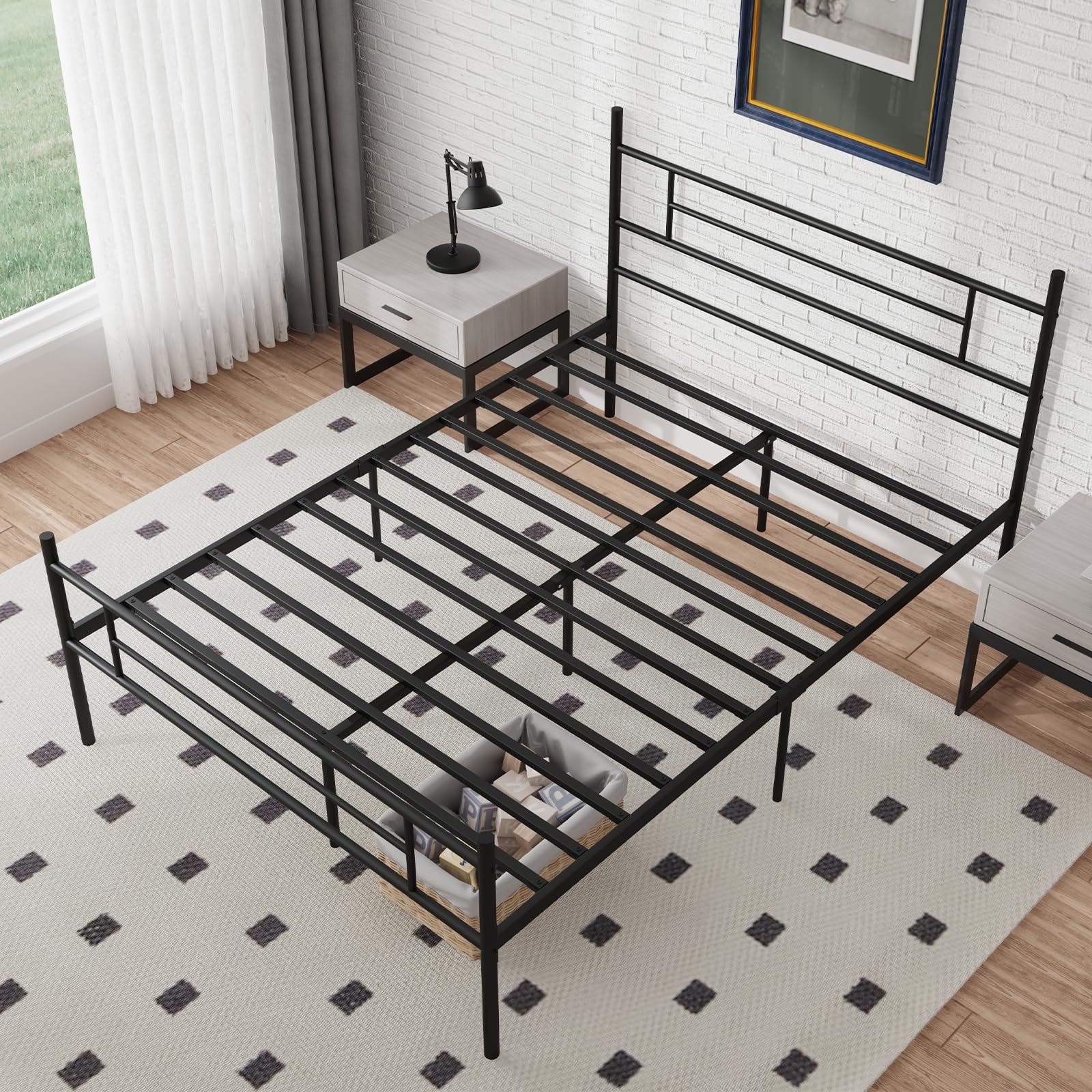 Novilla Queen Size Bed Frame with Headboard and Footboard, 14 Inch Metal Platform Bed Frame, Under Bed Storage, Strong Metal Slats Support, Mattress Foundation No Box Spring Needed