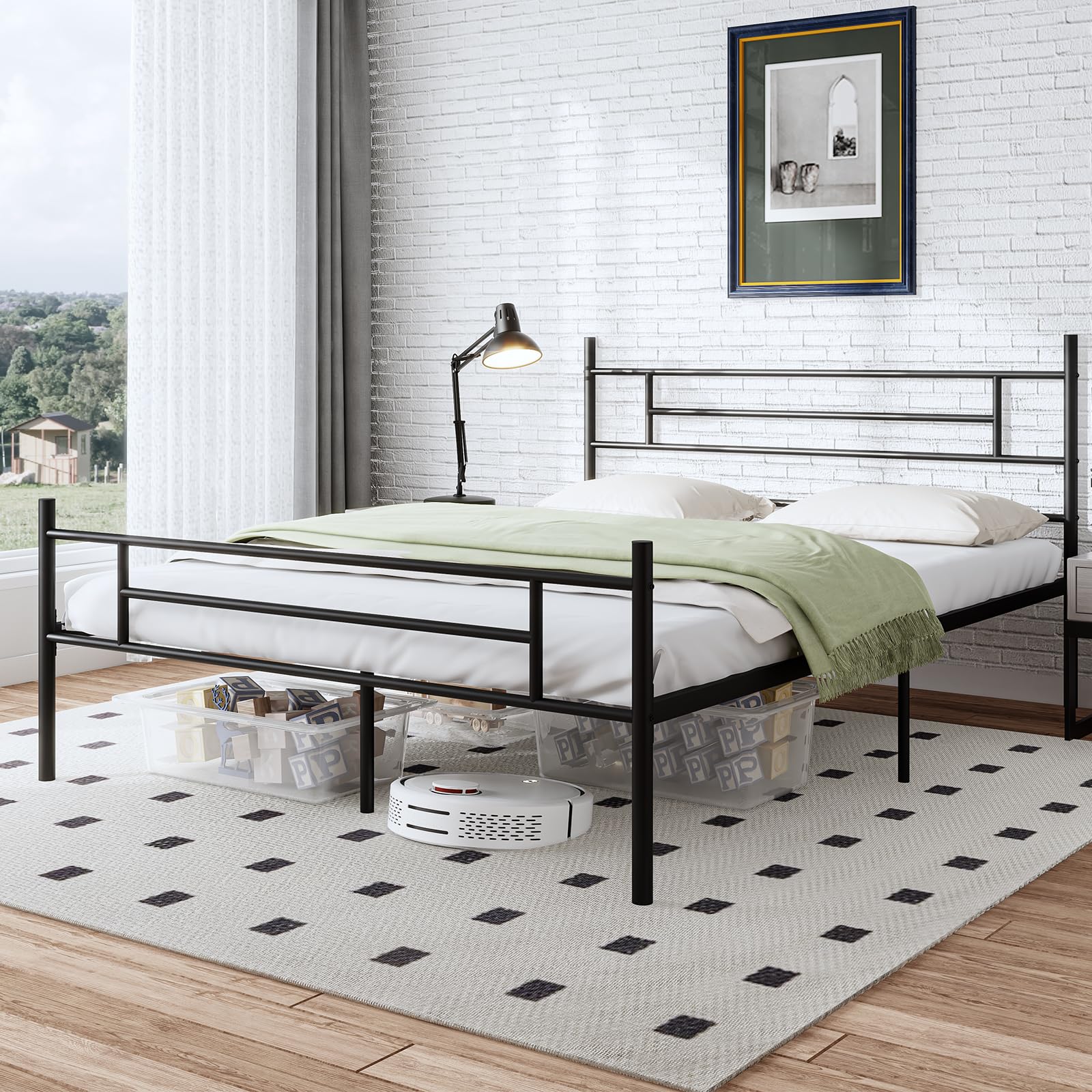 Novilla Queen Size Bed Frame with Headboard and Footboard, 14 Inch Metal Platform Bed Frame, Under Bed Storage, Strong Metal Slats Support, Mattress Foundation No Box Spring Needed