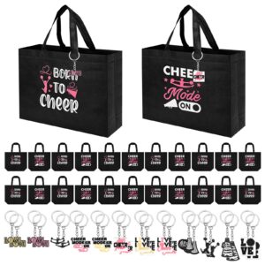 olgaa 48 pcs cheerleader gifts 24 pcs cheer bag portable cheer makeup bag pvc 24 pcs keychain cheerleaders bulk cheerleading gifts cheer keyring for women girls cheerleader teammates cheer bag