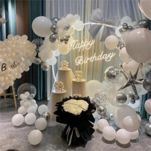 110pcs White Balloons, 12inch Latex Party Balloons, Birthday Baby Shower Gender Reveal Graduation Party Decorations(2 White Ribbons)