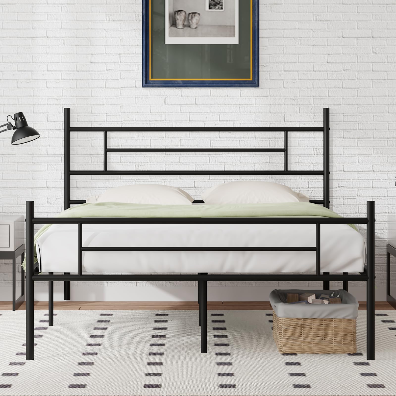 Novilla Queen Size Bed Frame with Headboard and Footboard, 14 Inch Metal Platform Bed Frame, Under Bed Storage, Strong Metal Slats Support, Mattress Foundation No Box Spring Needed