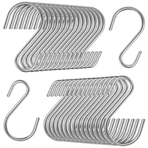 dapute 60 pack 1.8 inch small s hooks for hanging, stainless steel s hook heavy duty, rust-free mini s shaped hooks for wire shelf hanging plants jewelry kitchen utensils ornament light mugs