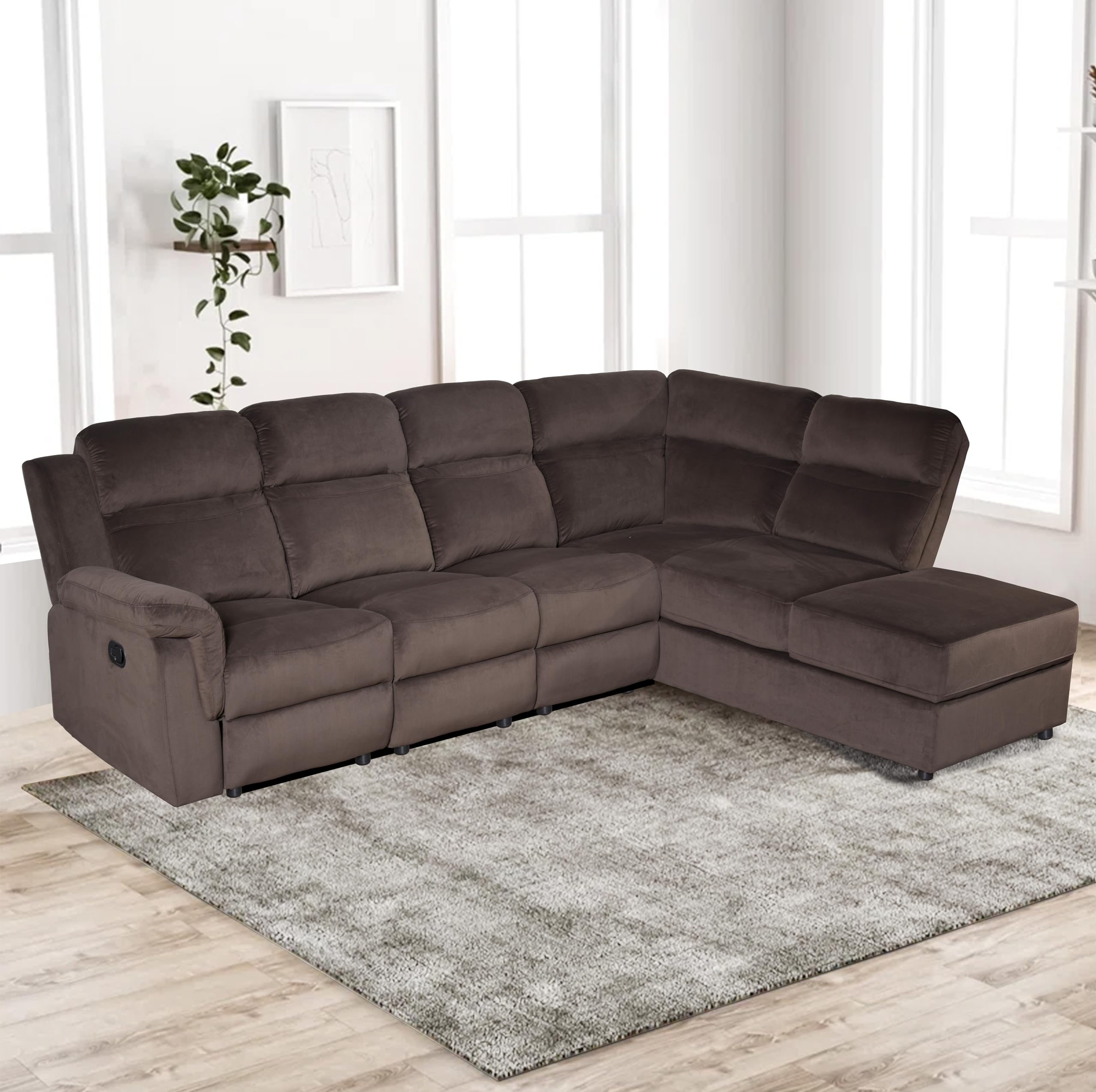 Legend Vansen 111.4''Recliner Storage Upholstery Sofa Couchs Sectional, Brown