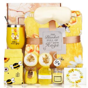 birthday bee gifts for women - birthday gifts for women valentines day gifts for her relaxing spa gifts happy bee day gifts with inspirational blanket candle for mom best friends sister teacher wife