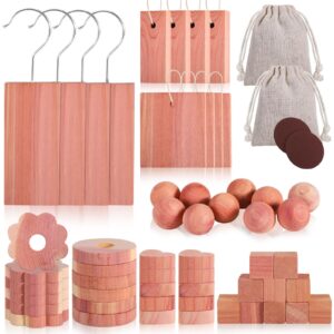 cedar blocks for clothes storage, 60 pack cedar planks with cedar hanger ups cedar chips cedar rings aromatic cedar sachets, cedar blocks for closet drawer shoe cabinet storage bags