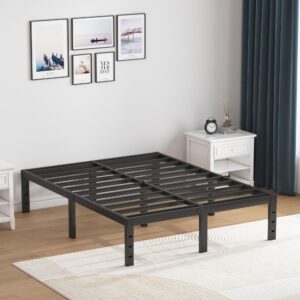 SHLAND Bed Frame Queen Size, 14 Inch Heavy Duty Metal Platform Bed Frame No Box Spring Needed, Mattress Foundation, Storage Space, No Noise, Easy Assembly