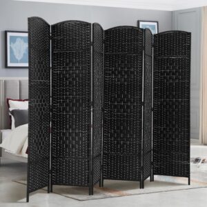 6 panel room divider folding privacy screens 6 ft tall wall divider indoor portable partition wood room screen, black