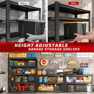 REIBII Garage Shelving Heavy Duty Storage Shelves Load 2500Lbs Adjustable Garage Shelves Heavy Duty Shelving 5-Tier Metal Shelving Unit Garage Storage Shelves Utility Racks, 40" W x18 D x72 H, 3 Pack