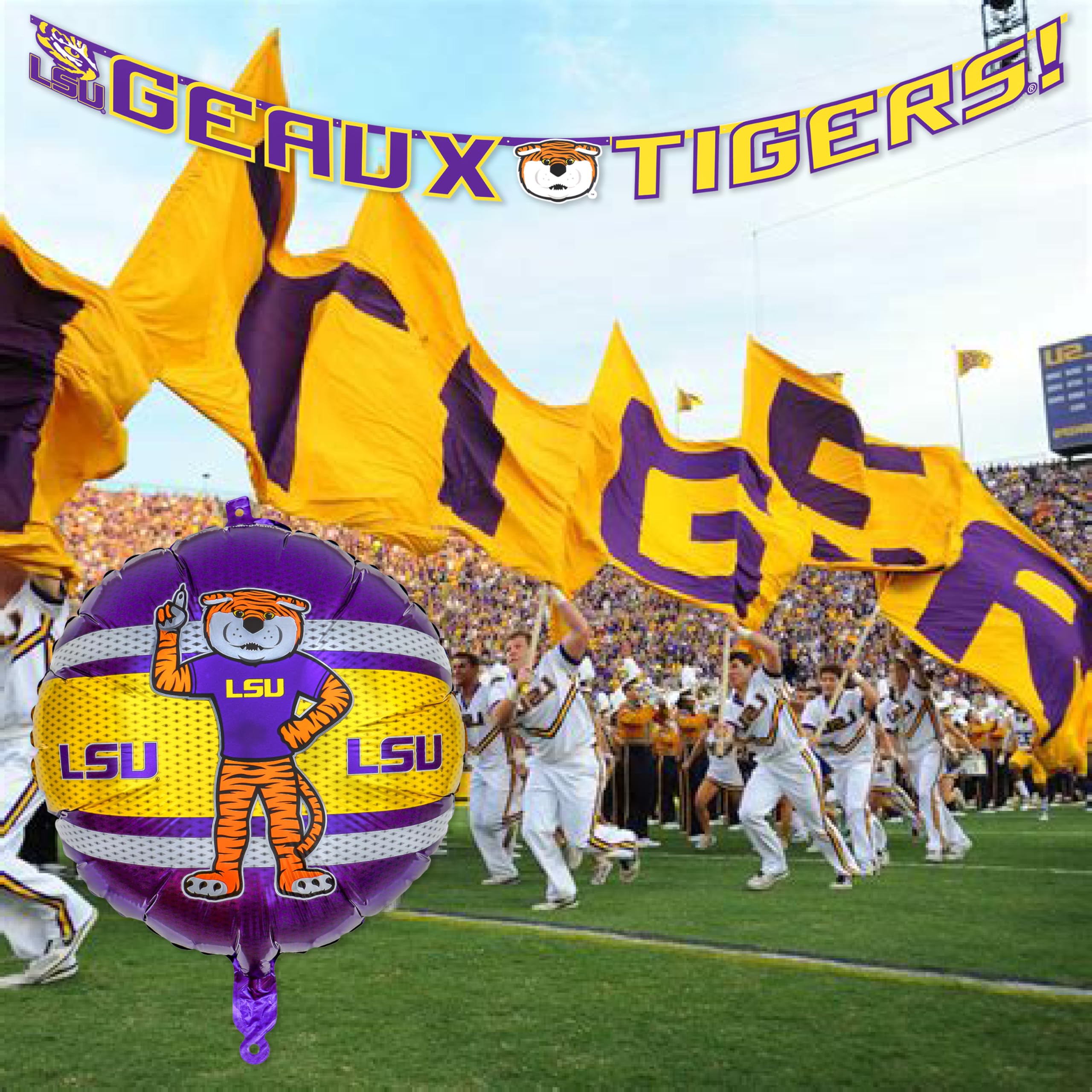 LSU – Geaux Tigers Banner! 8 Ft. long banner is great for Tailgating, Dorm Rooms, Birthday Parties, Graduation. Show your LSU Tiger spirit. by Havercamp