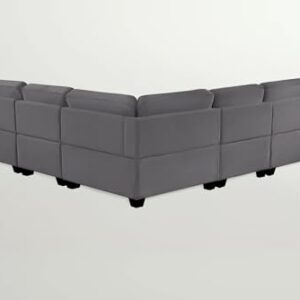 Legend Vansen 137'' Flexble Combination Reversible Moddule Upholstery Sofa Couch Sectional, Dark Grey