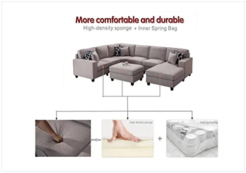 Legend Vansen 137'' Flexble Combination Reversible Moddule Upholstery Sofa Couch Sectional, Dark Grey