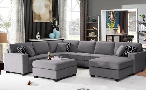 Legend Vansen 137'' Flexble Combination Reversible Moddule Upholstery Sofa Couch Sectional, Dark Grey