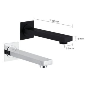 Modern Wall Mounted Bath Filler Spout Bath or Basin Spout Bathtub Faucet Spout Bath Tap-Black