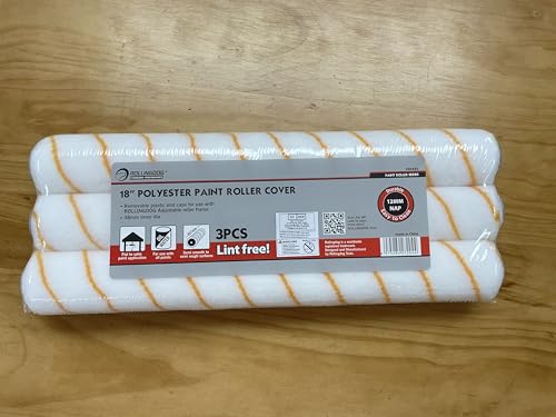 ROLLINGDOG 18" Paint Roller Covers - Large Paint Roller Sleeves for Ceiling,Wall,Floor,Decks Painting (Pack of 3,Polyester)