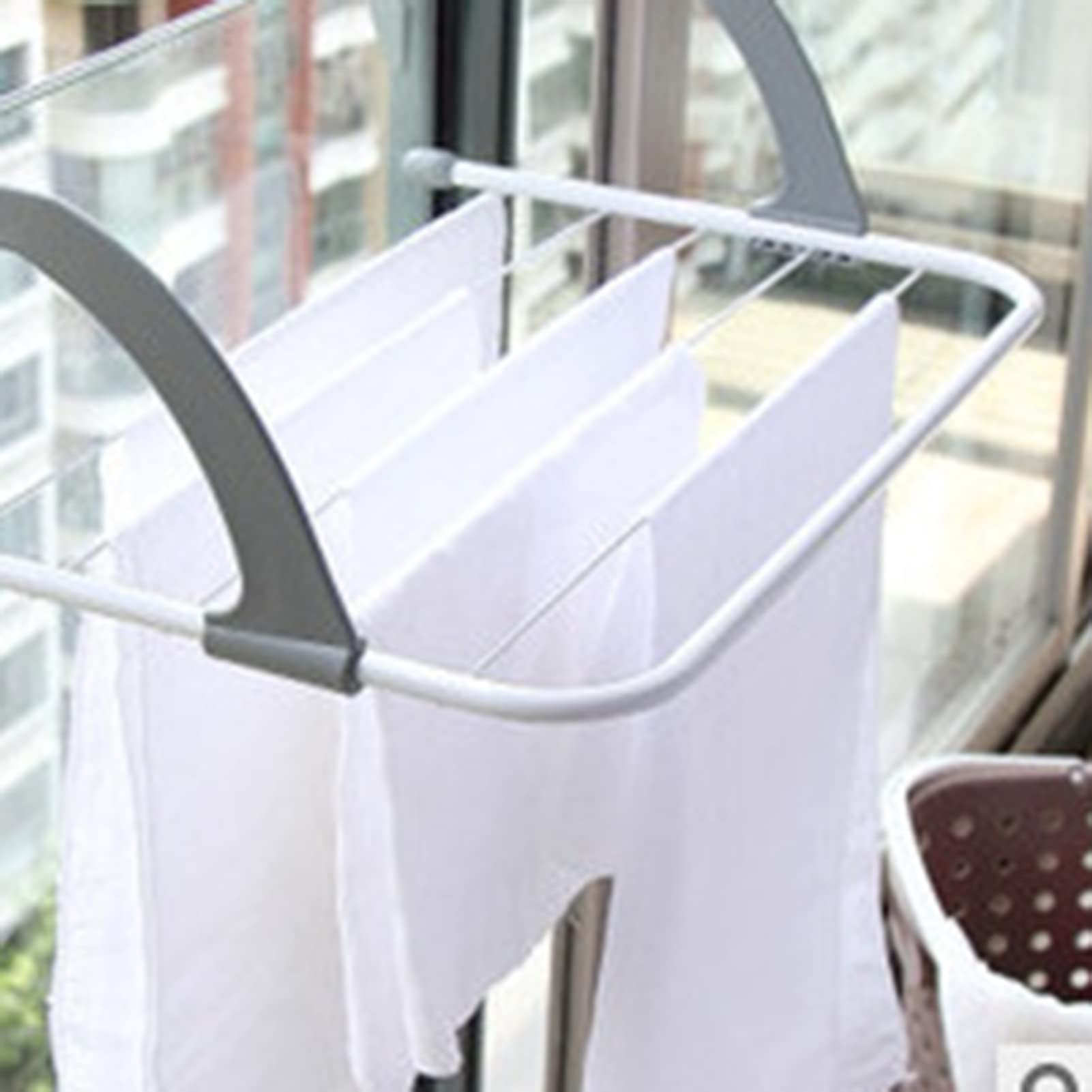 Portable Clothes Drying Rack, Multipurpose Towel Drying Rack, Portable Clothes Drying Rack for Laundry Room, Collapsible Hanging Drying Rack for Balcony Railings Windowsill (Grey)